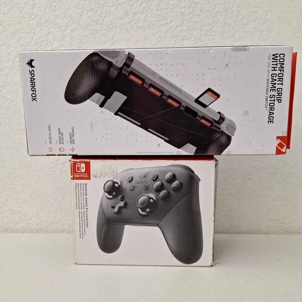 Nintendo Switch Pro Controller Genuine OEM & Comfort Grip w/ Game Storage NEW